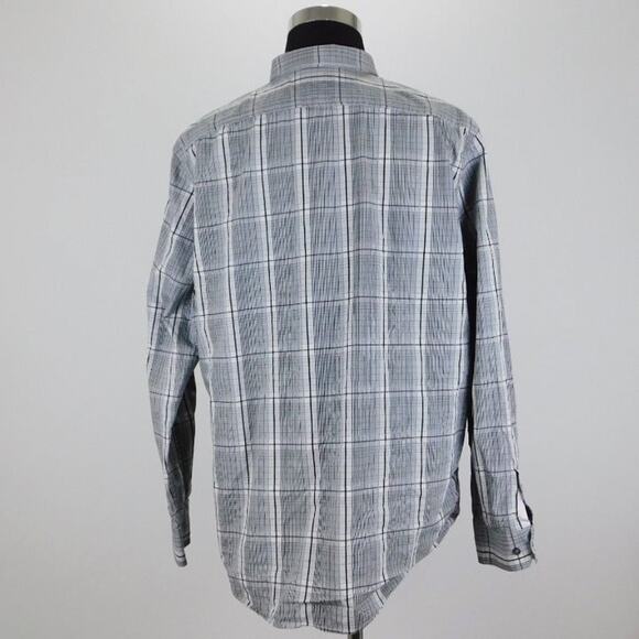 Structure Cotton Gray Checkered Long Sleeve Button Shirt Mens XXL Modern Fit - Picture 2 of 7